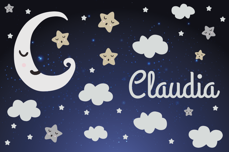 Fantastiska månen och stjärnor baby vinyl matta - Tenstickers