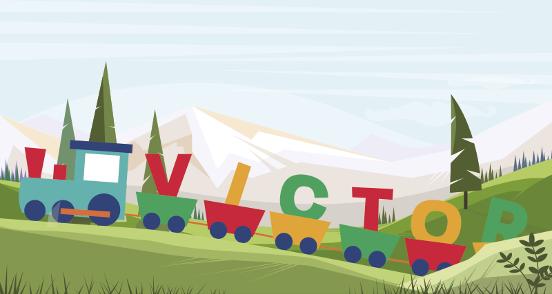 Anpassningsbart alfabet tåg tema Vinylmatta daghem - Tenstickers