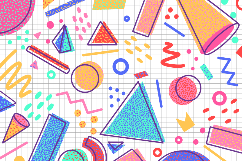 Geometriska vinylmattor i retro memphis-stil - Tenstickers