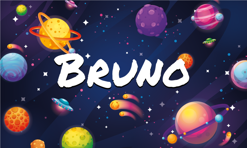 Universum och planeter vinylmatta med namn - Tenstickers