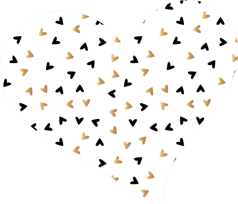 Gyllene och svart hjärta minimal vinyl matta - Tenstickers