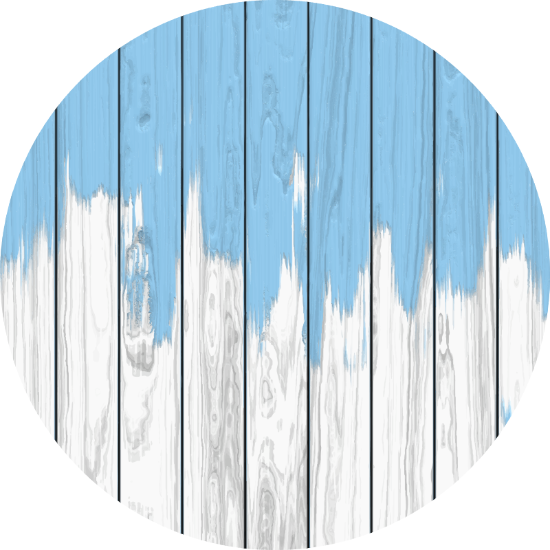 Runda vita och blå trävinylmattor - Tenstickers