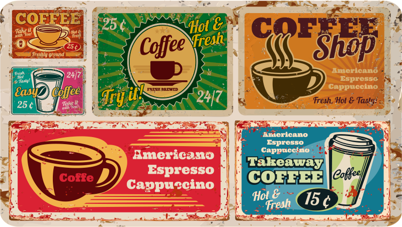 Amerikanska kaffe vintage vinylmattor - Tenstickers