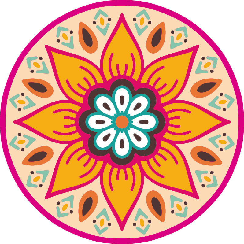 Underbara runda blommor mandala vinyl matta - Tenstickers