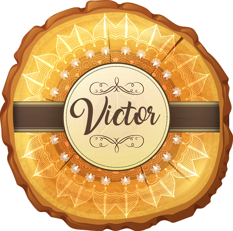 Personlig trämandala vinylmatta med namn - Tenstickers