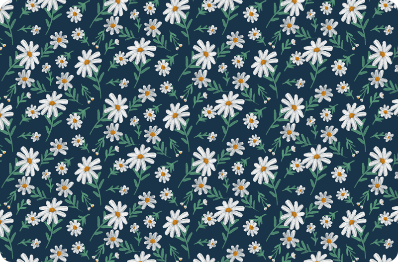 Daisy mönster yta Vinylmatta blommor och växter - Tenstickers