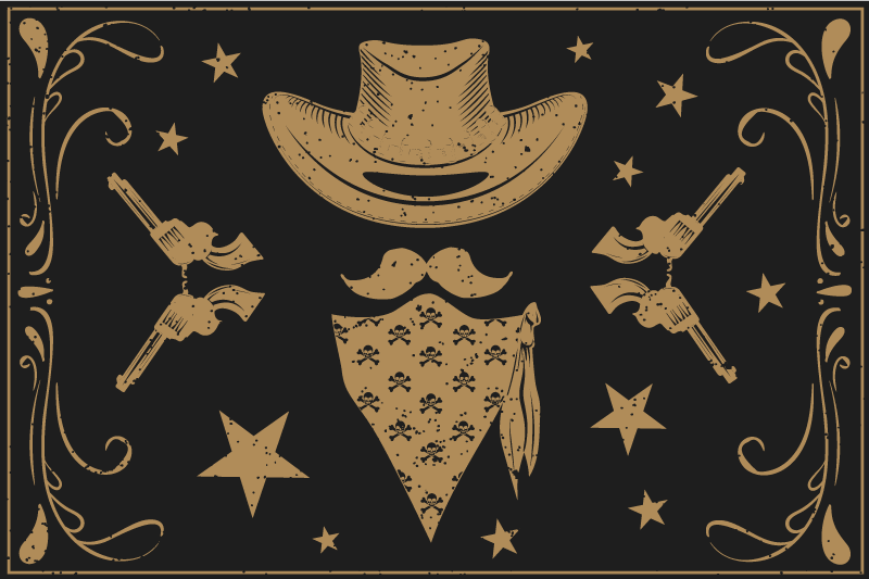 Cowboy-tema Vinylmatta Barn - Tenstickers