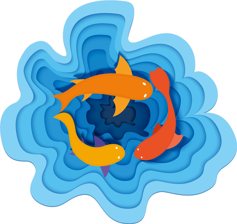 Runda fiskar akvariedjur vinyl matta - Tenstickers