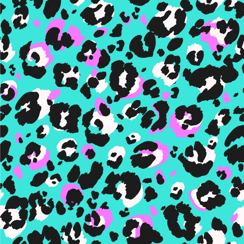Neon leopard tryck djur tryck matta - Tenstickers