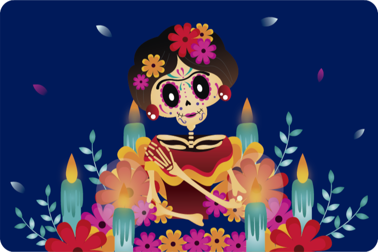 Mexikansk stil kvinnliga halloween mattor - Tenstickers