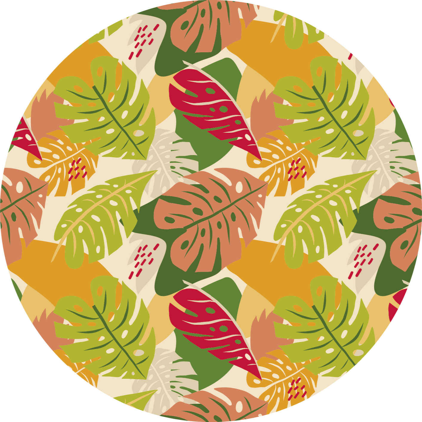 Alternativ grafisk monstera design natur matta - Tenstickers