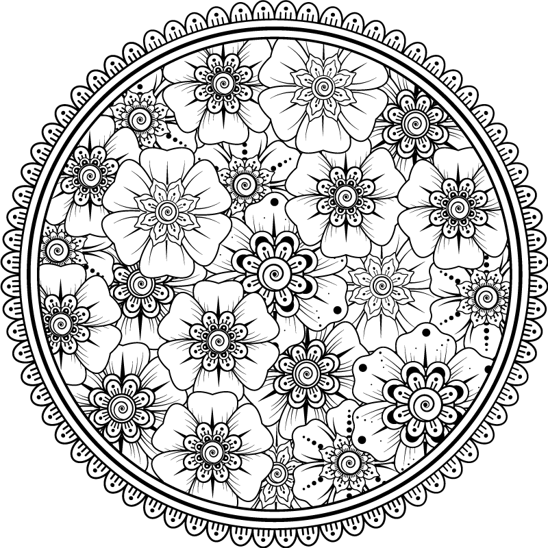 Cirkel svart mandala kakel matta - Tenstickers