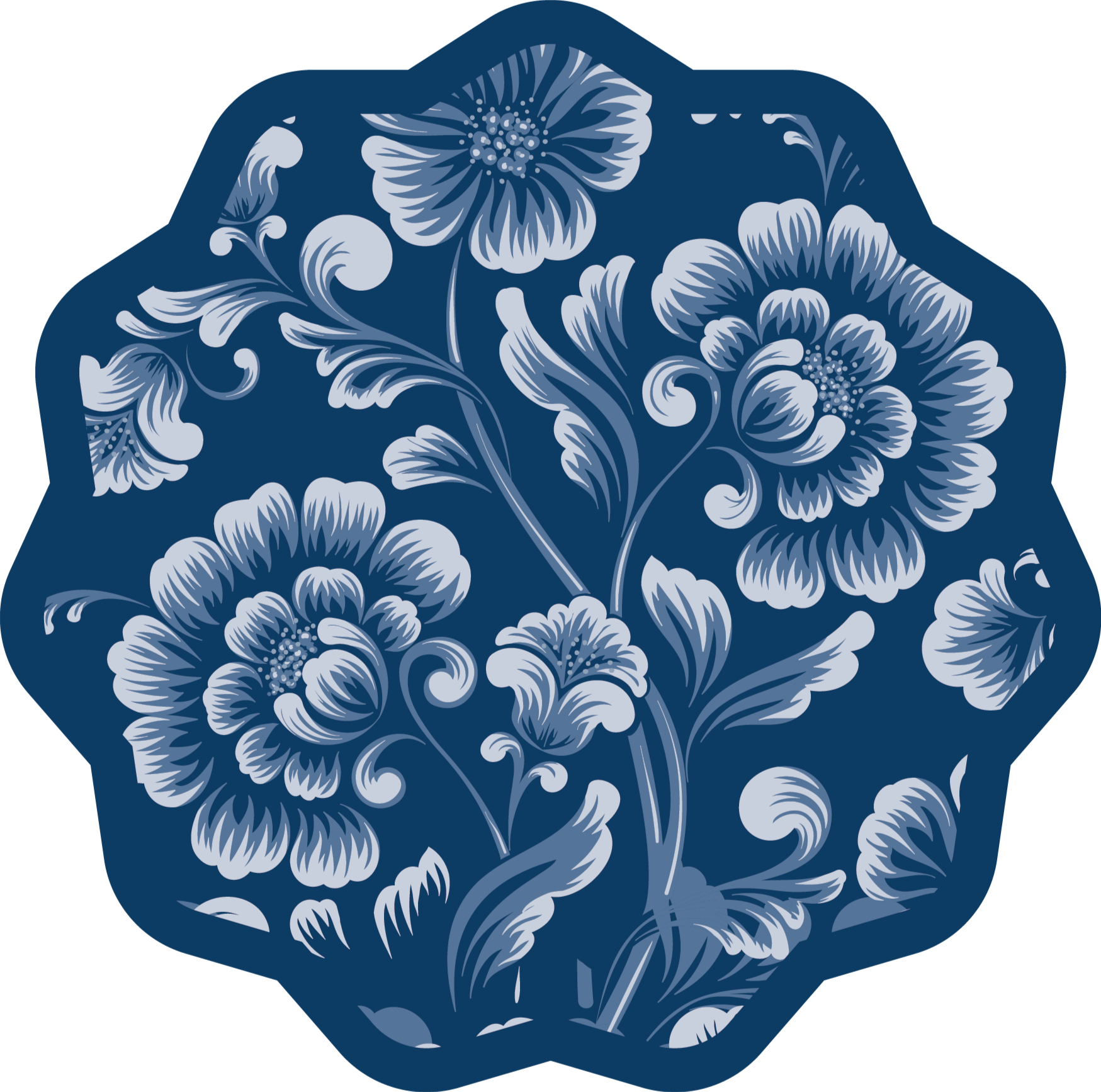 Elegant blå blommor matta - Tenstickers
