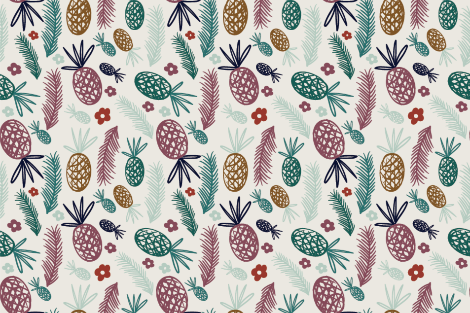 Rolig ananas natur vinyl matta - Tenstickers