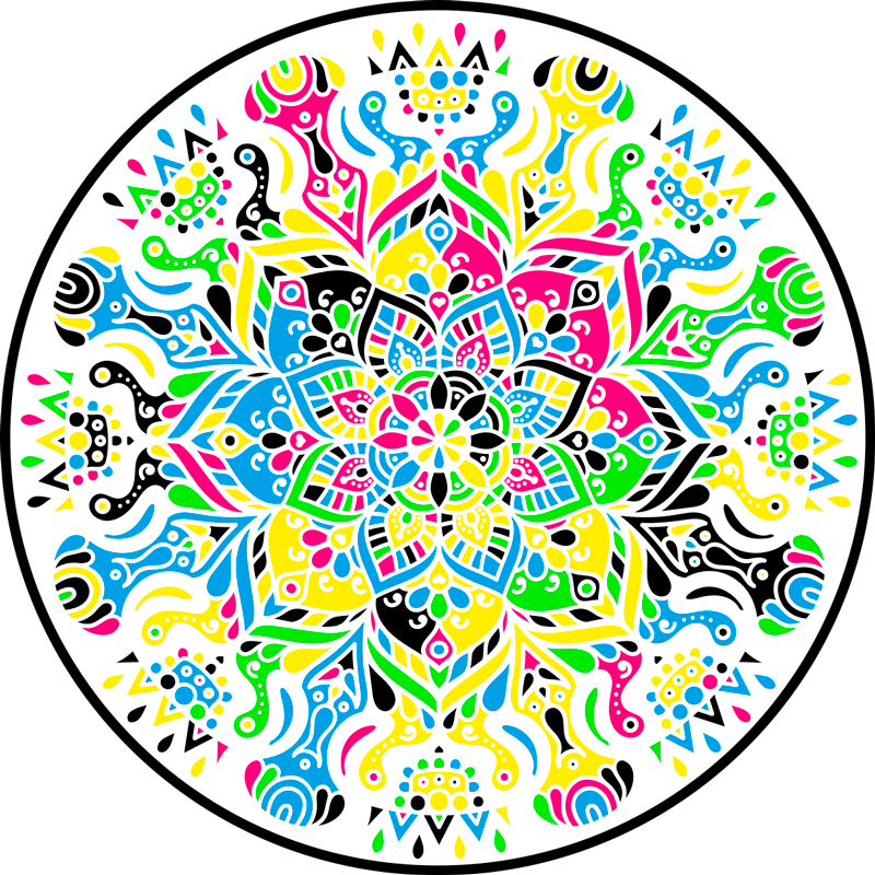 Livlig mandala Vinylmatta Mandala - Tenstickers