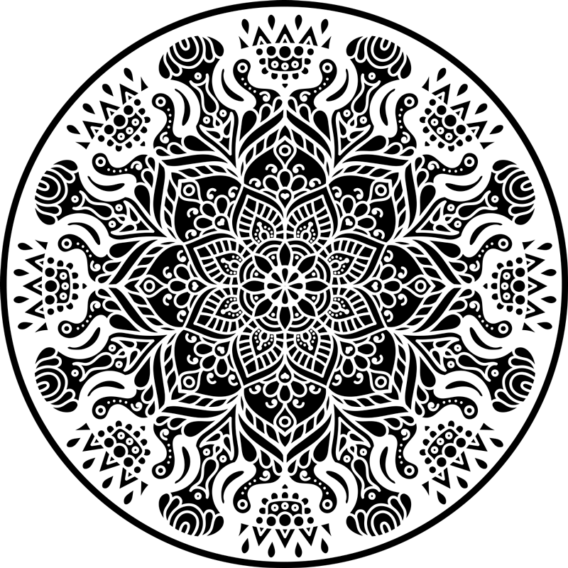 Svartvitt mandala matta - Tenstickers
