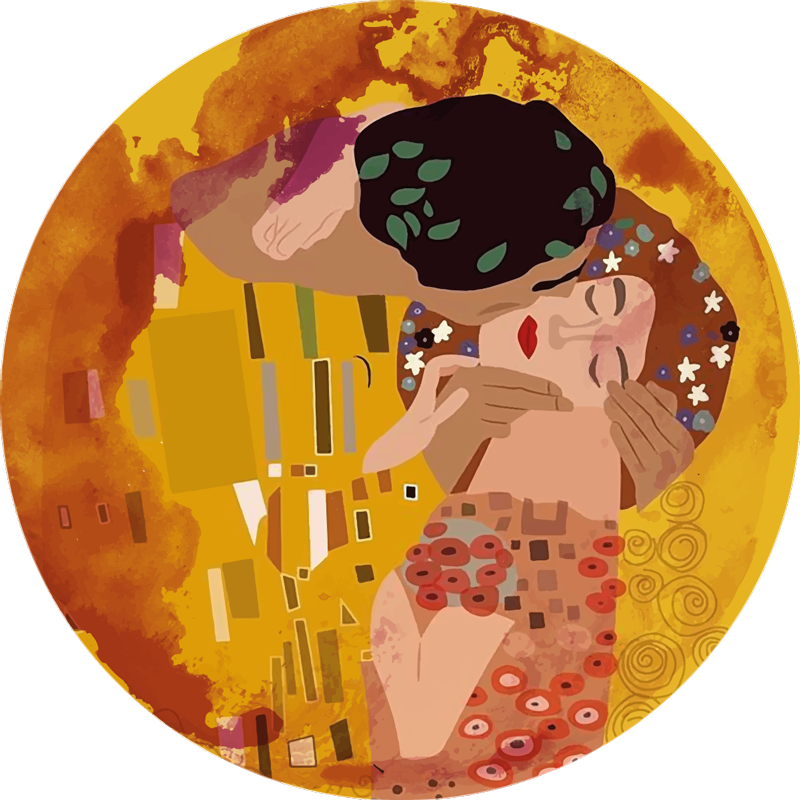 Klimt's kiss vintage vinylmatta - Tenstickers
