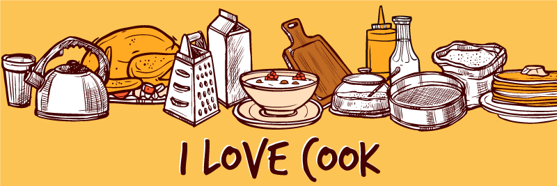 Kökstext med köksredskap anpassad matta - Tenstickers