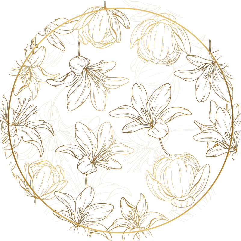 Blommig matta med gyllene blommor - Tenstickers