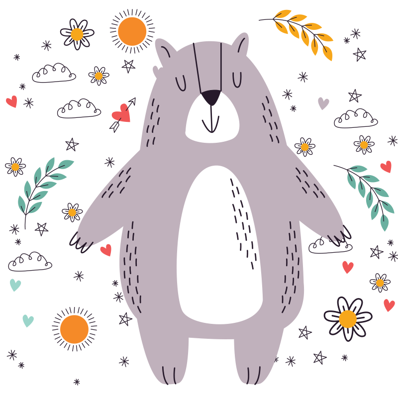 Nyckfull björn illustration Vinylmatta Barn - Tenstickers