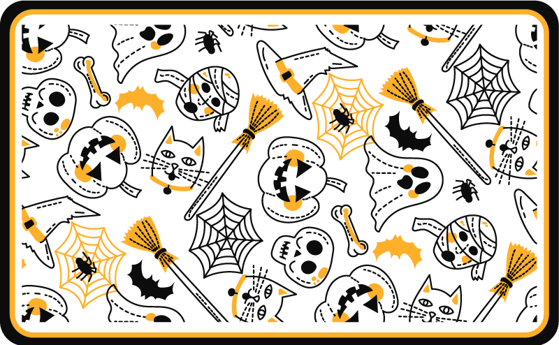 Små tecknade figurer halloween matta - Tenstickers
