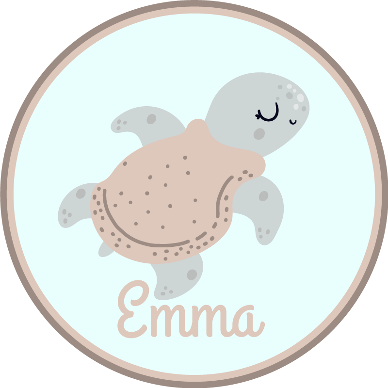 Söt sköldpadda med namn djurmatta - Tenstickers