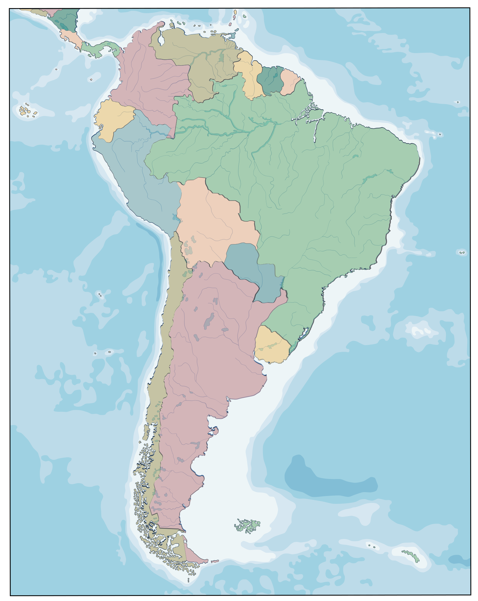 Kartografisk illustration Vinylmatta Världskarta - Tenstickers