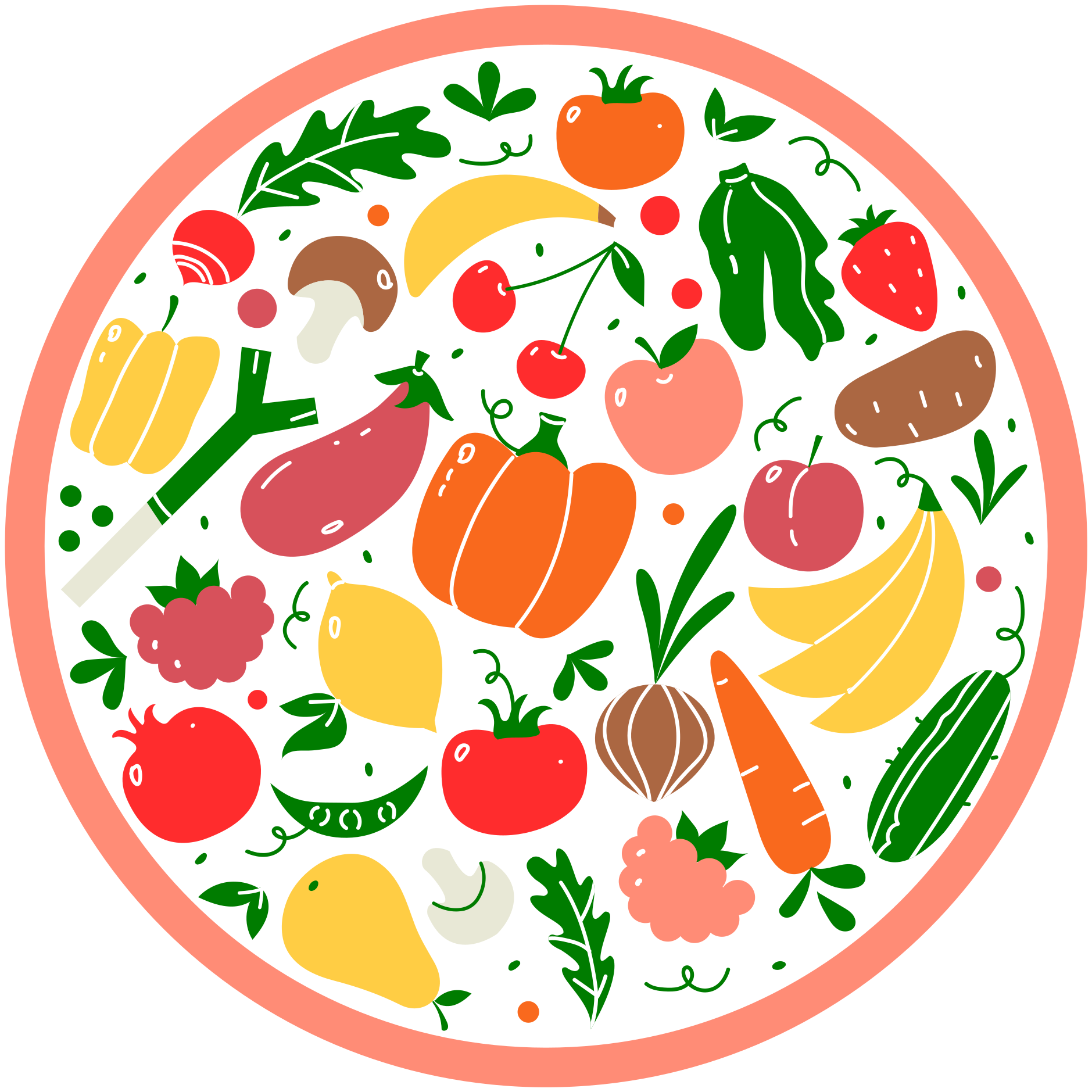 Färgglada fruktmotiv Vinylmatta blommor och växter - Tenstickers