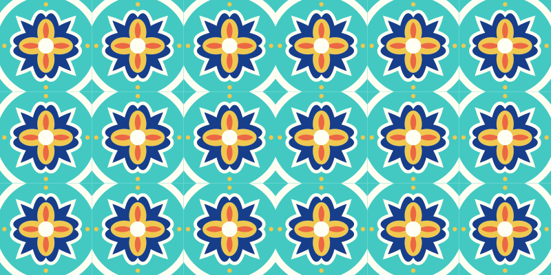 Tourquise texturerade mosaik golvplattor - Tenstickers