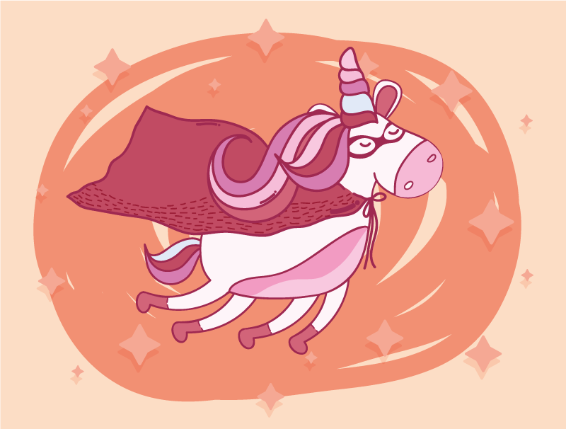 Flygande superhjälte unicorn vinylmatta - Tenstickers