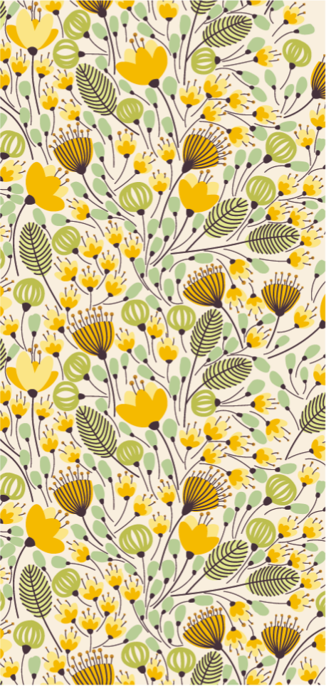 Gul blommig spets blommig vinylmatta - Tenstickers