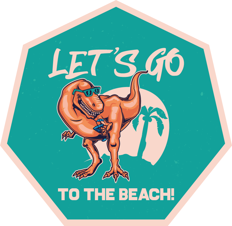 Strand dinosaurie kul Vinylmatta djur - Tenstickers