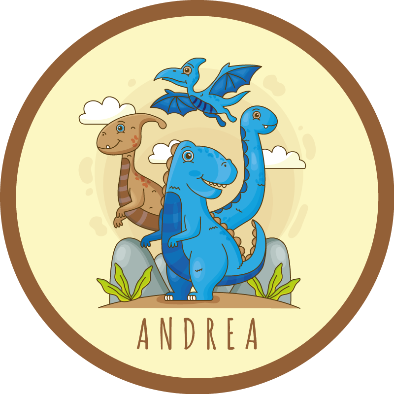 Dinosauriecirkelsammansättning Vinylmatta namn - Tenstickers