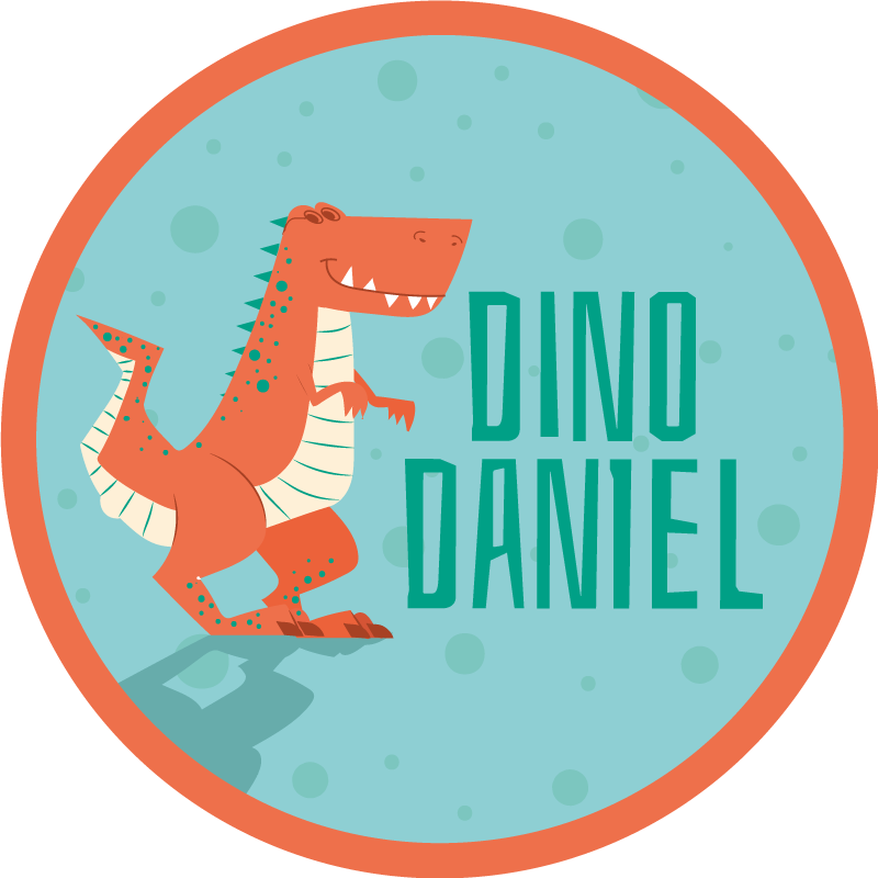 Orange dinosaurie med textnamn personlig matta - Tenstickers