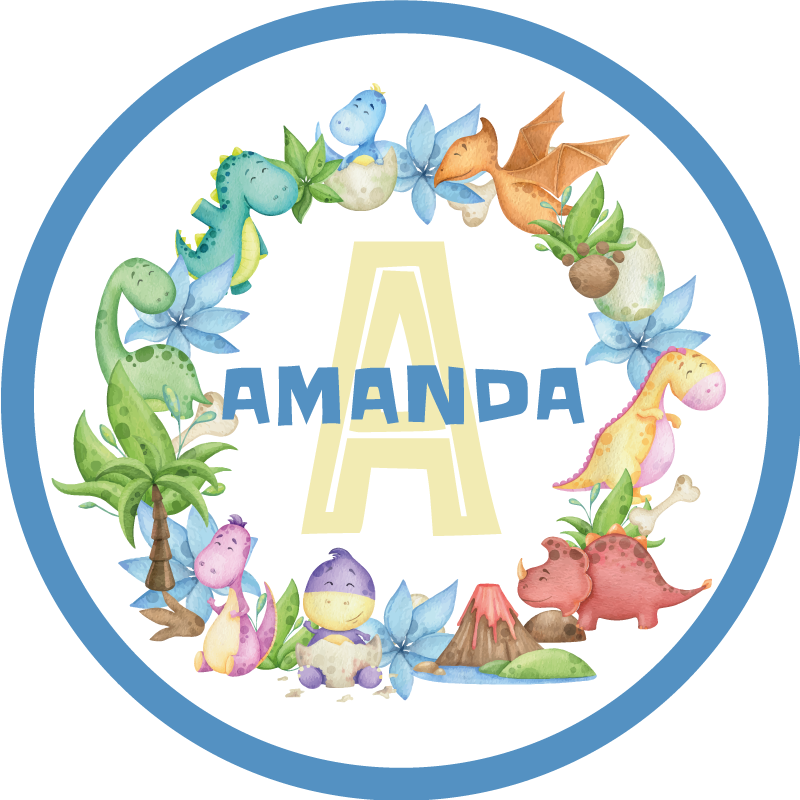 Dinosaurierram med personlig namnmatta - Tenstickers