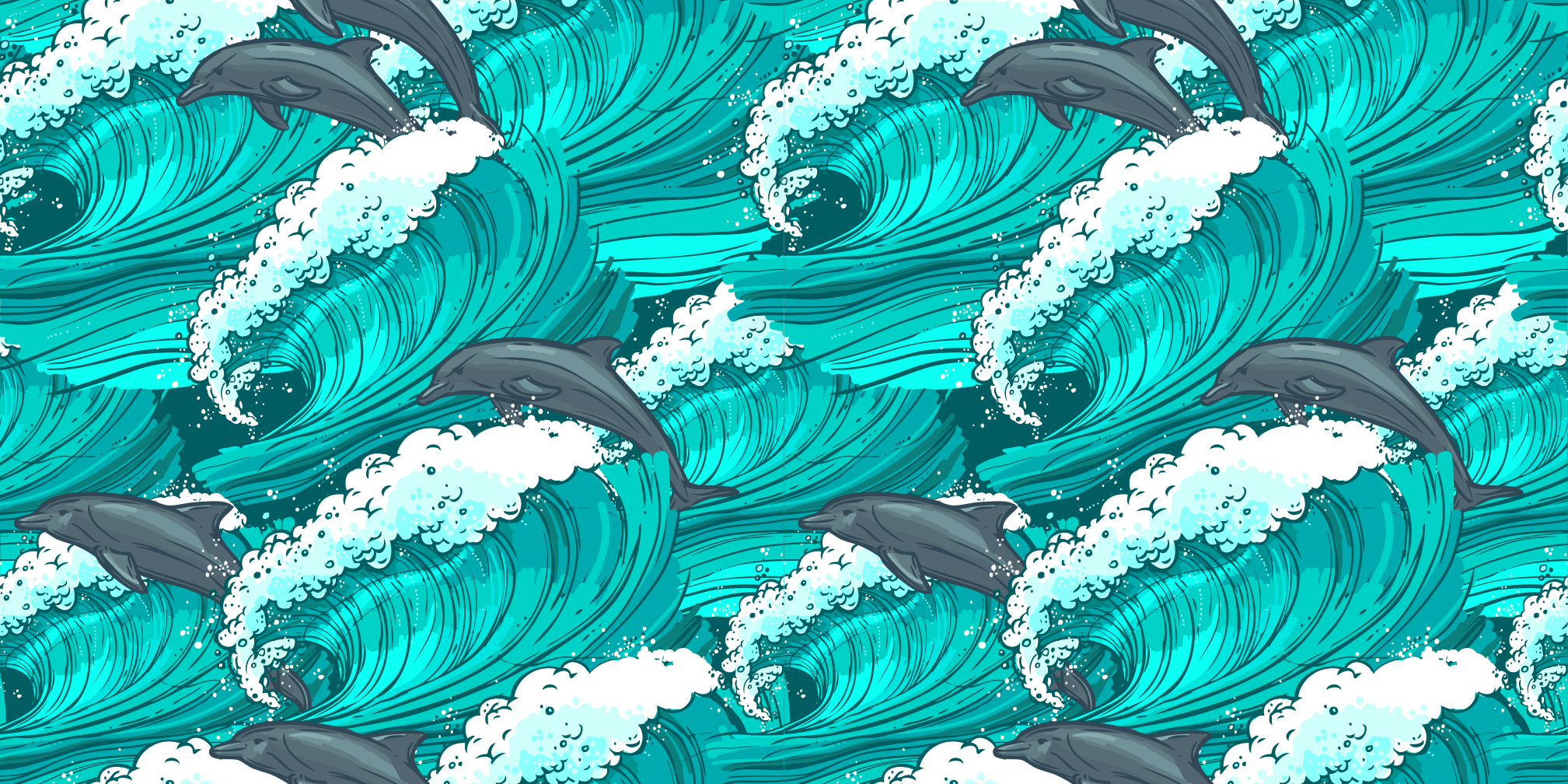 Delfin i havet djur vinyl matta - Tenstickers