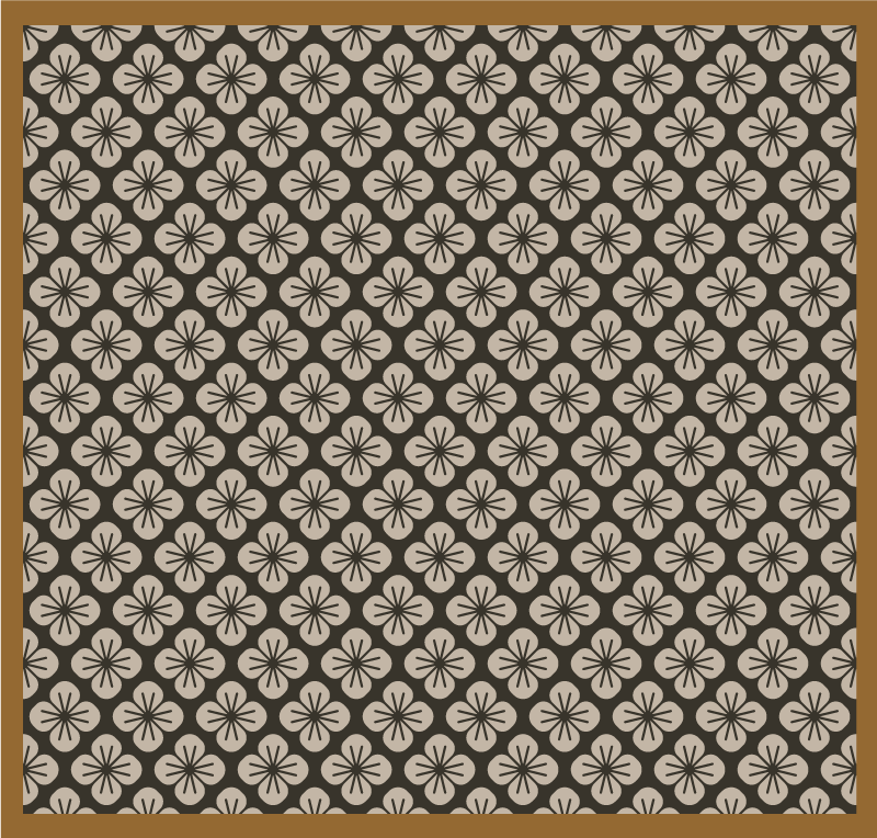 Golvdesign svart blommig matta - Tenstickers