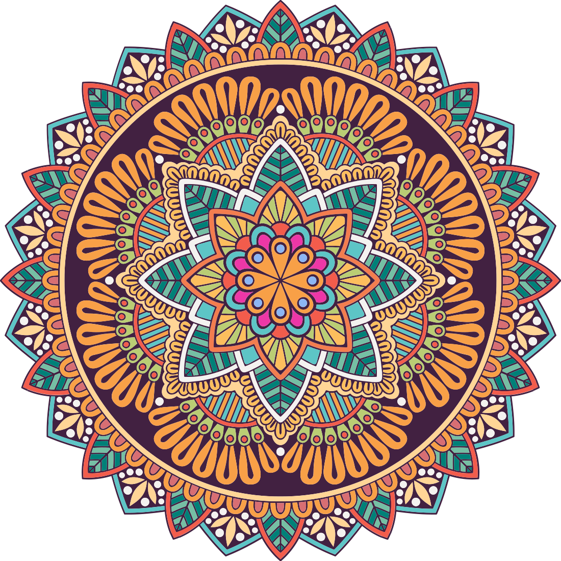 Färgstark mandala blomma mandala vinyl matta - Tenstickers