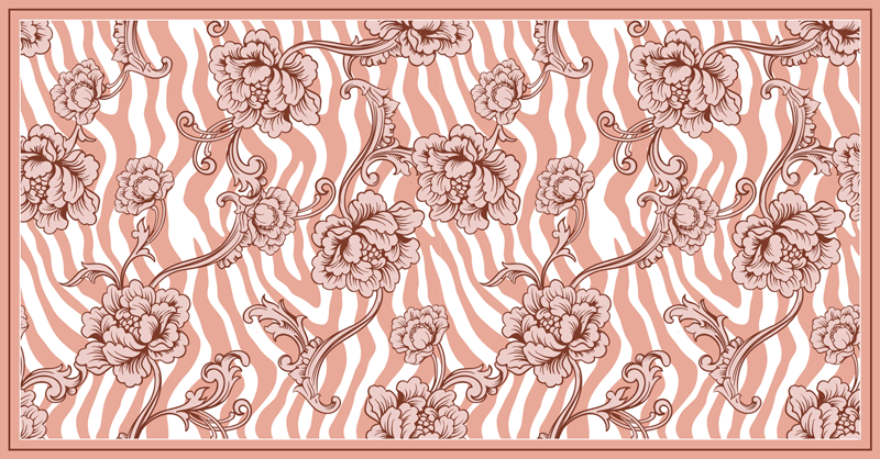 Zebra blommig fusion Vinylmatta sovrum - Tenstickers