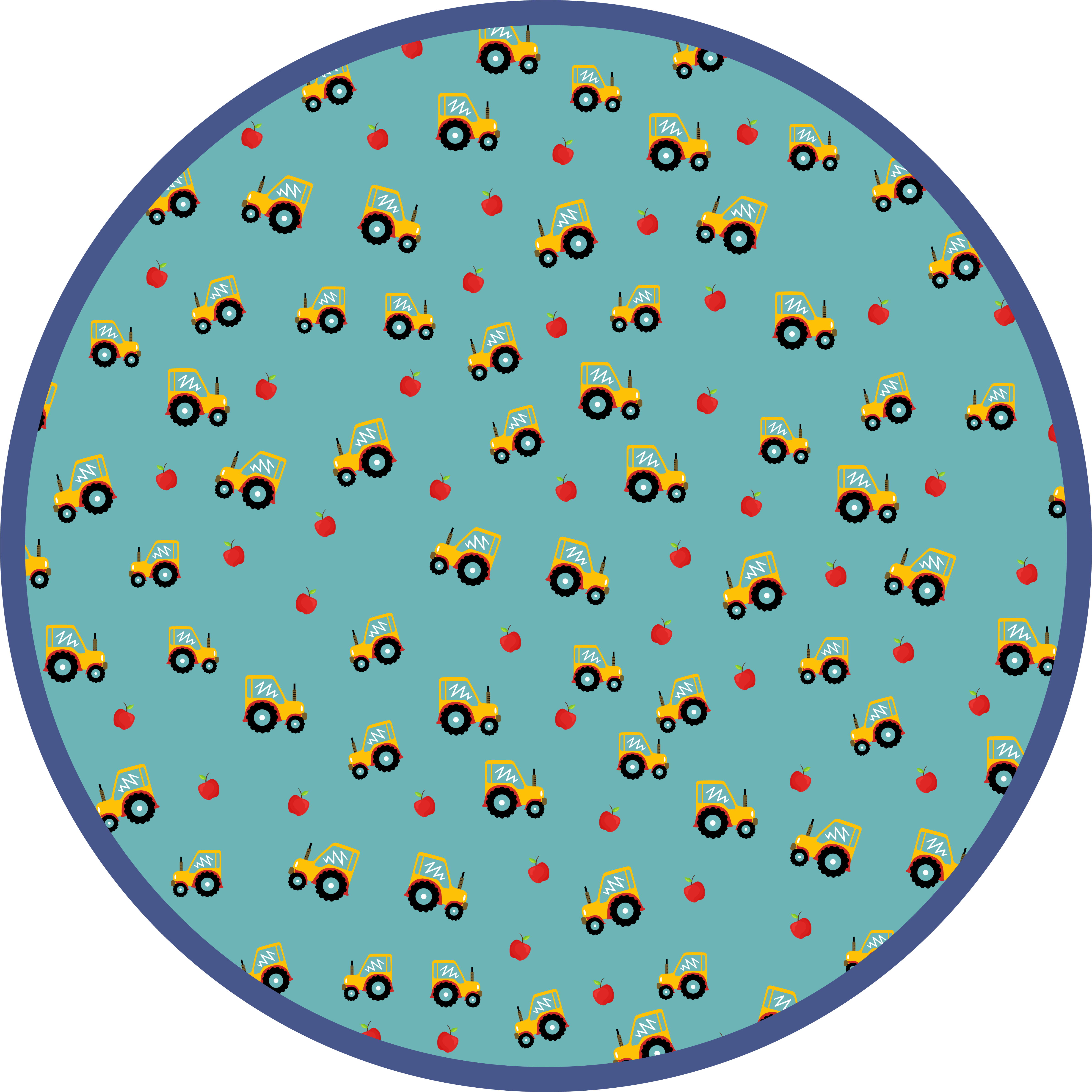 Traktor och äpplen. Barn vinyl matta - Tenstickers