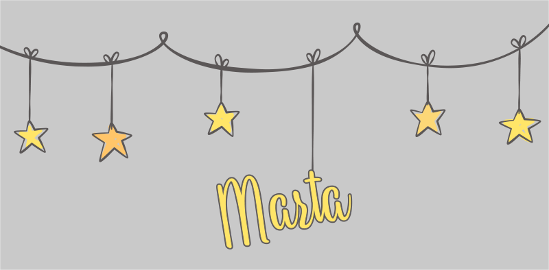 Stjärnor med grå bakgrund och namn barnmatta - Tenstickers