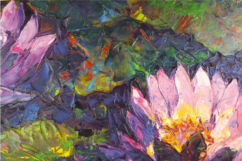 Lotus rektangulära scener blommig vinylmatta - Tenstickers