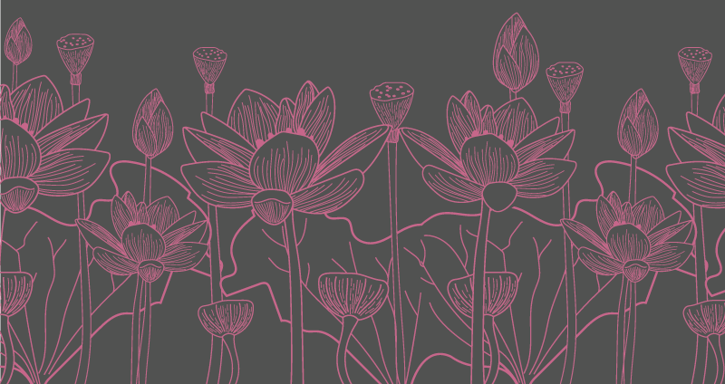 Blommig konturskiss Vinylmatta blommor och växter - Tenstickers