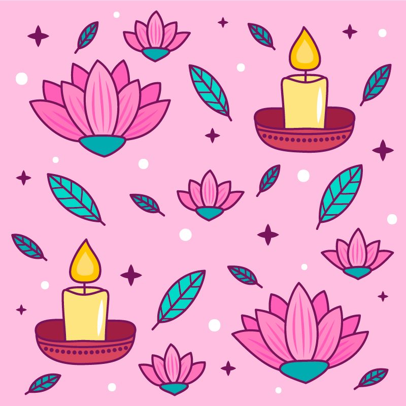 Lotusblomsstämning Vinylmatta blommor och växter - Tenstickers