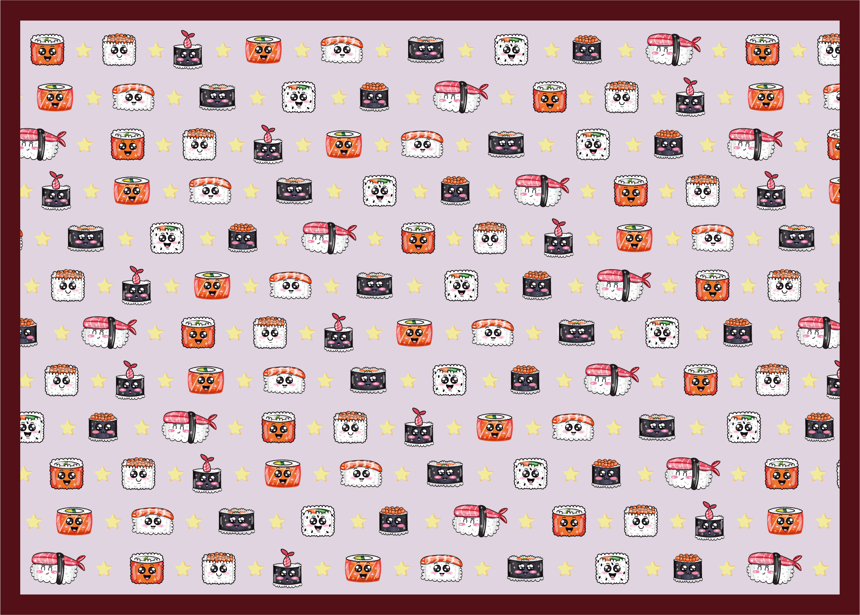 Sushi tecknade mönster Vinylmatta Barn - Tenstickers