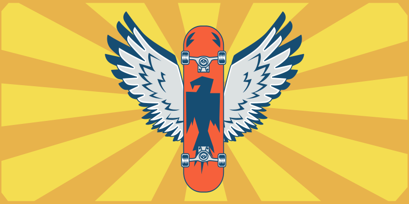 Orange skateboard tonåring vinyl matta - Tenstickers