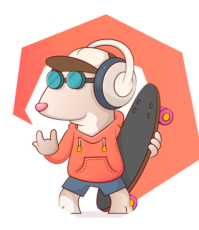 Hund på skateboard tonåring vinyl matta - Tenstickers