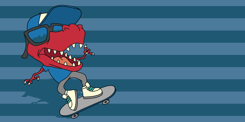 Dinosaurie på skateboard djurmatta - Tenstickers