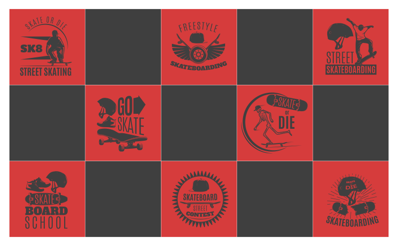 Rött och svart skateboarding teen vinyl matta - Tenstickers