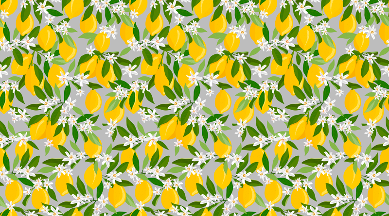 Citronträd blommamatta citrusfrukter - Tenstickers